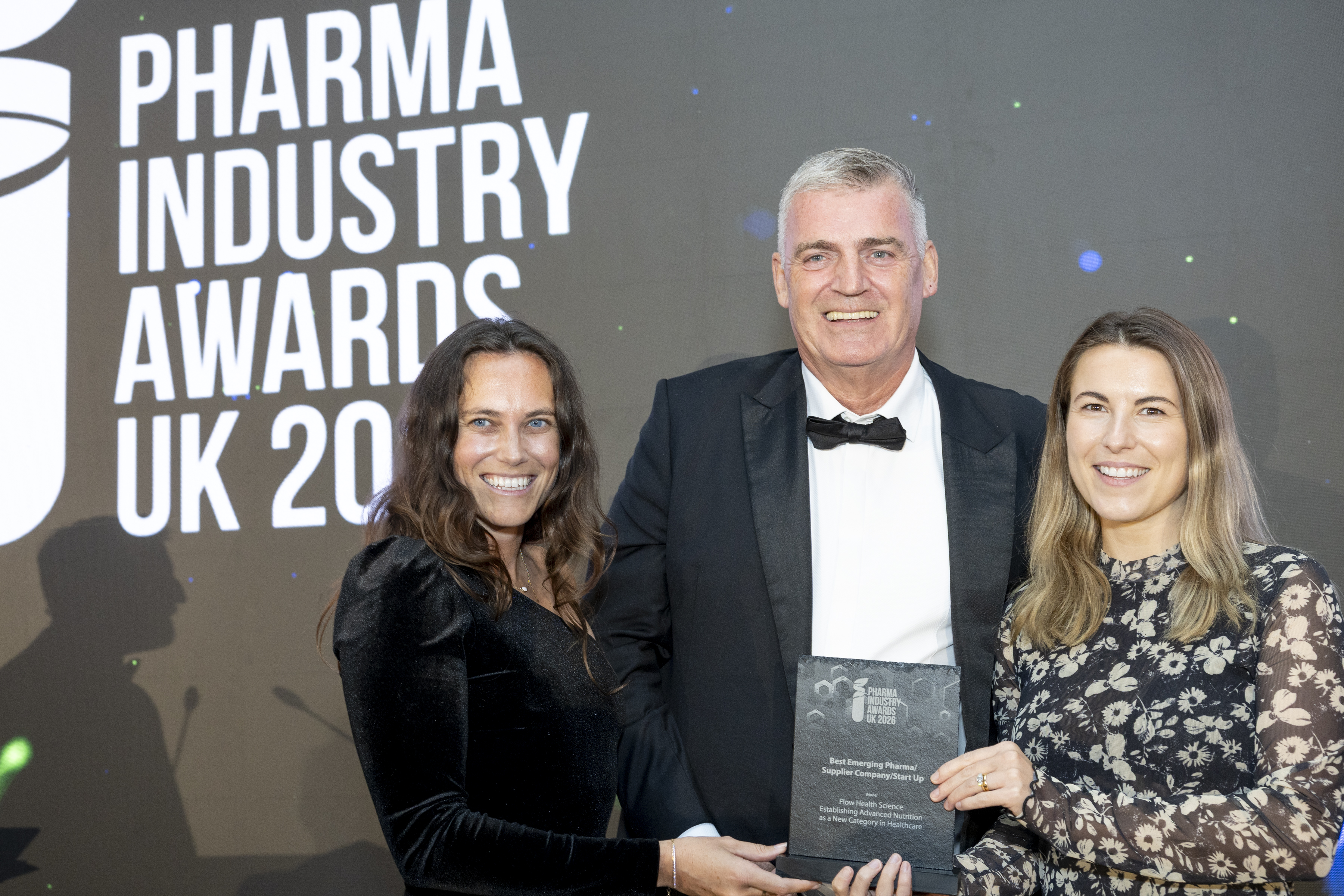 The Flow Health Science team with the Klario® Innovation of the Year award at the 2026 Pharma Industry Awards UK, London, 23 September 2026.