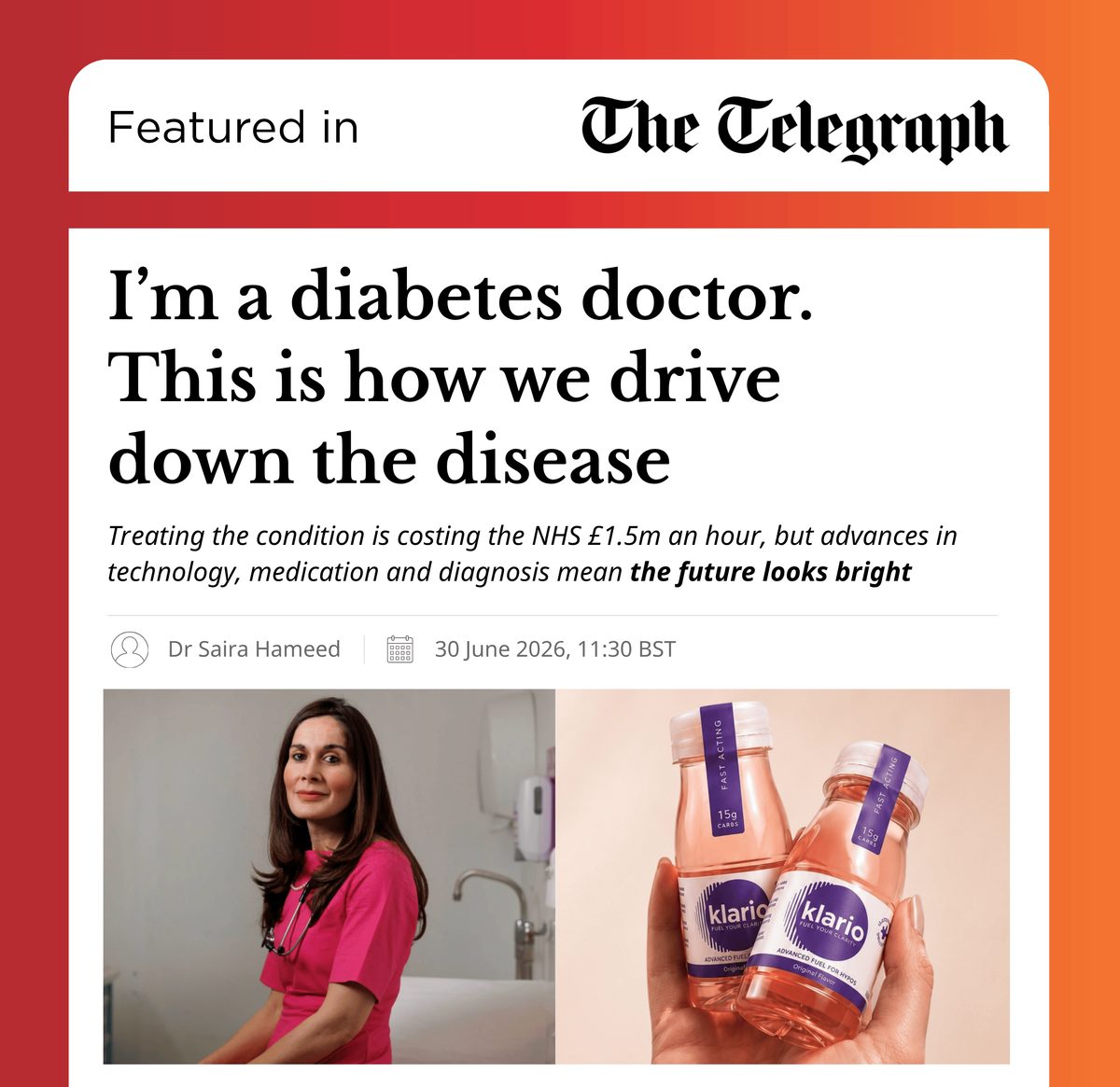 Klario featured in The Daily Telegraph